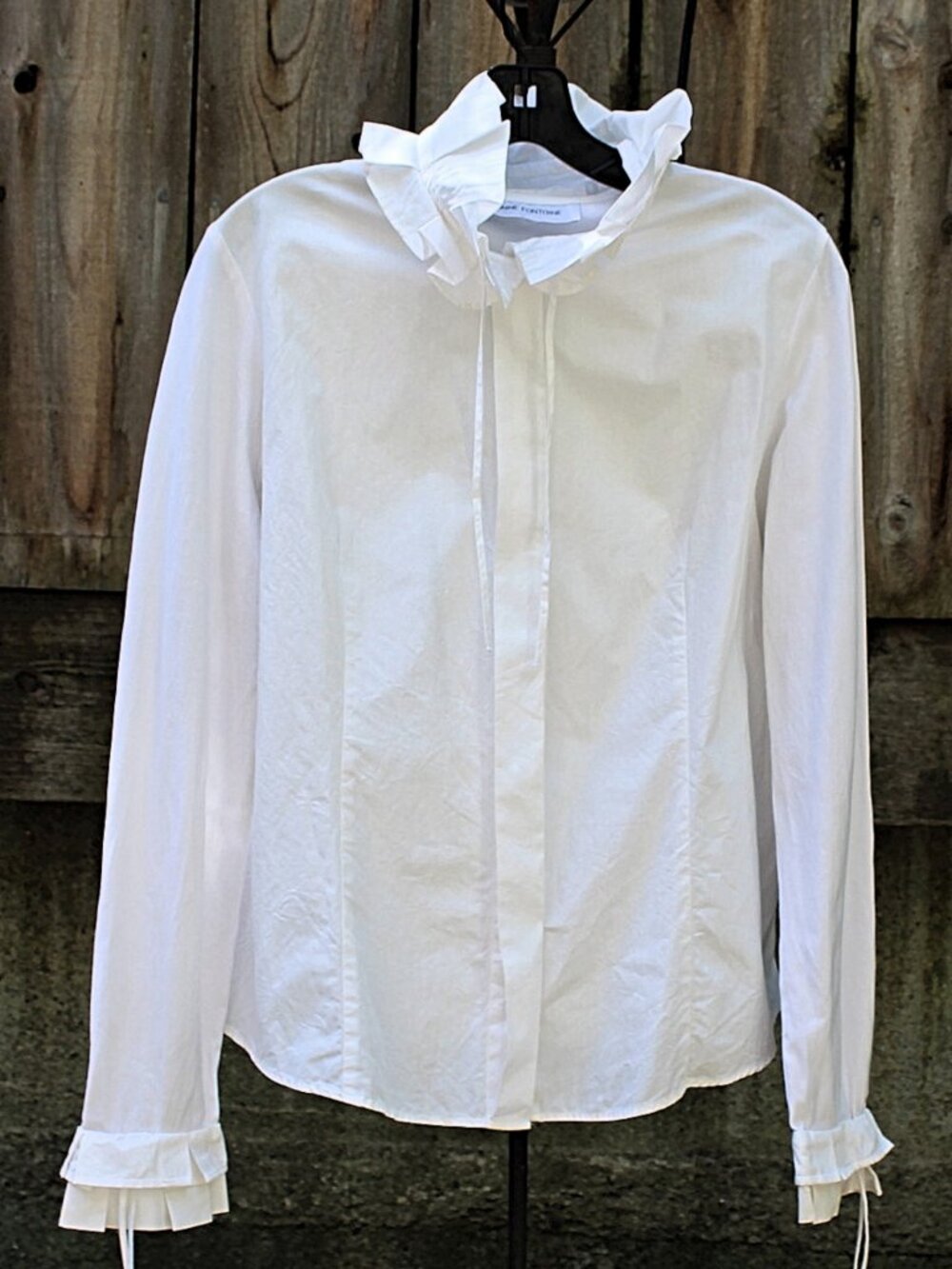 Anne Fontaine - "Emeline" Pleat Collar (Clown Collar) Blouse in White, size 44